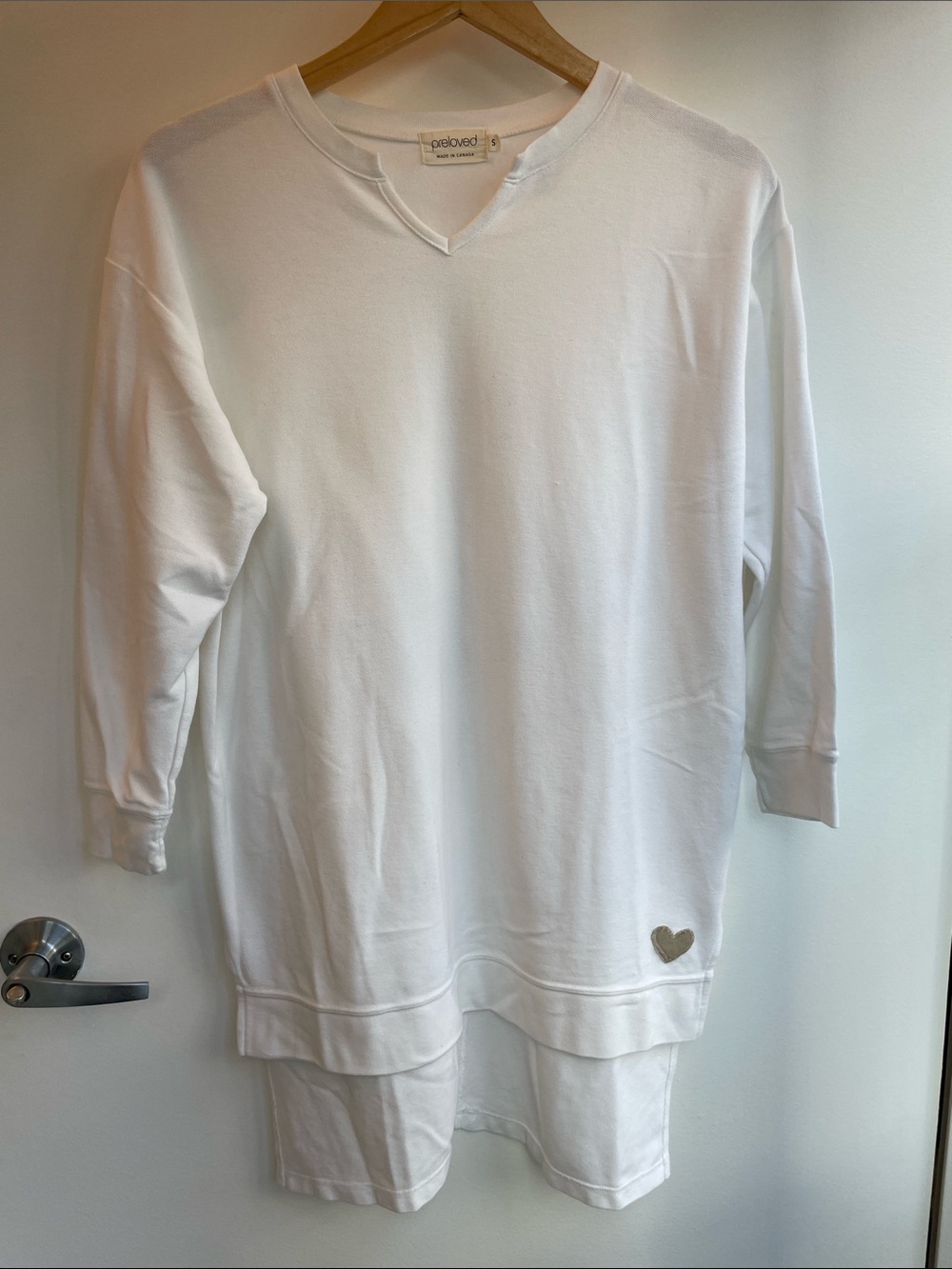 White Cotton Lounge Tunic with Heart Detail